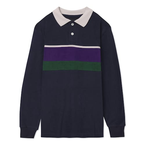 laydown image of Catastrophe Living Terry Long Sleeve Polo