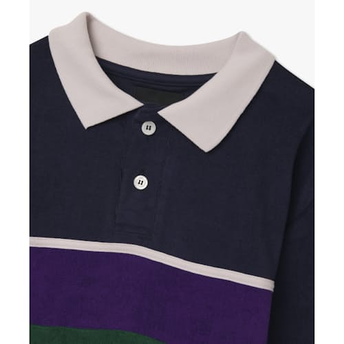 laydown image of Catastrophe Living Terry Long Sleeve Polo