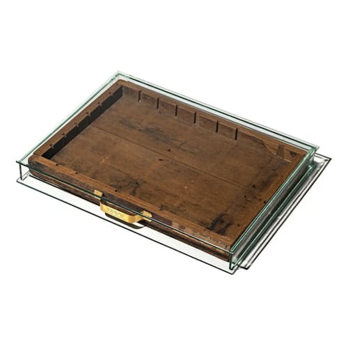 laydown image of Glass Display Case with Vintage Drawer