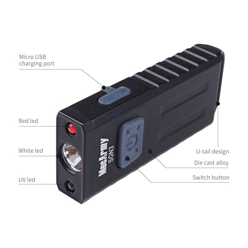laydown image of White+Red+UV Micro Flashlight