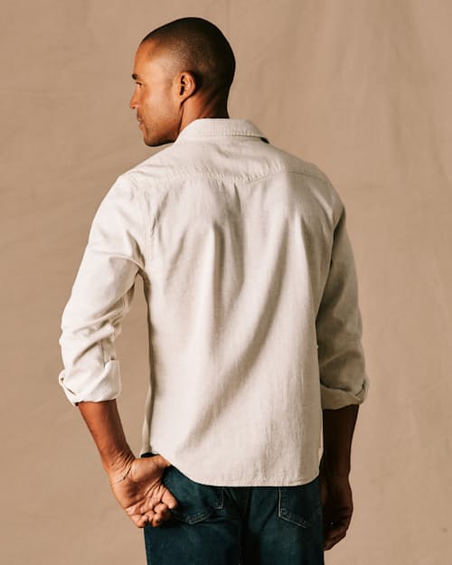 on model image of Bone Button Western Shirt
