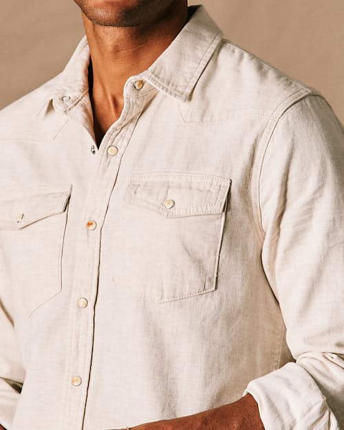 on model image of Bone Button Western Shirt