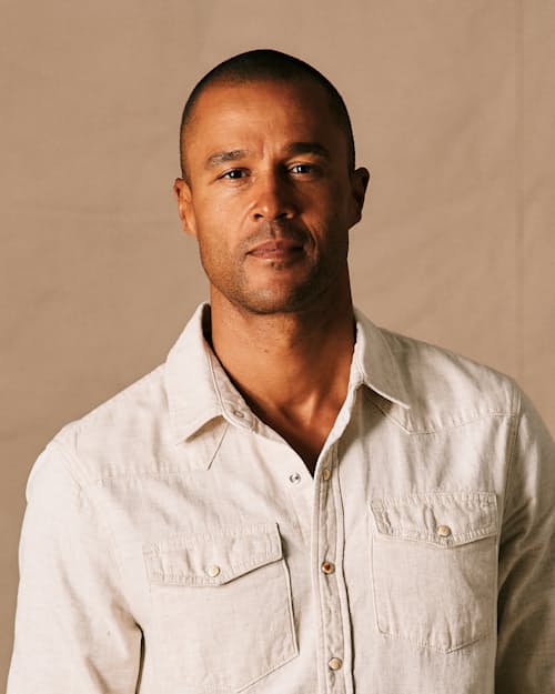 on model image of Bone Button Western Shirt