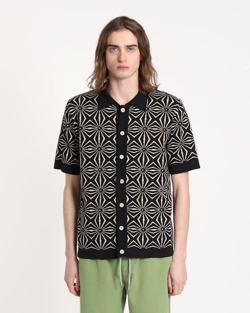 on model image of Zigger Polo Cardigan