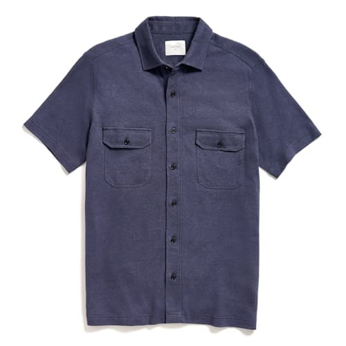 laydown image of Hemp Cotton Knit Short Sleeve Shirt