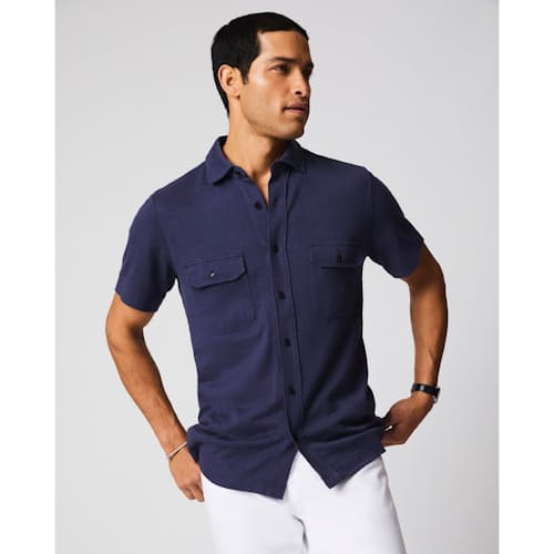 laydown image of Hemp Cotton Knit Short Sleeve Shirt