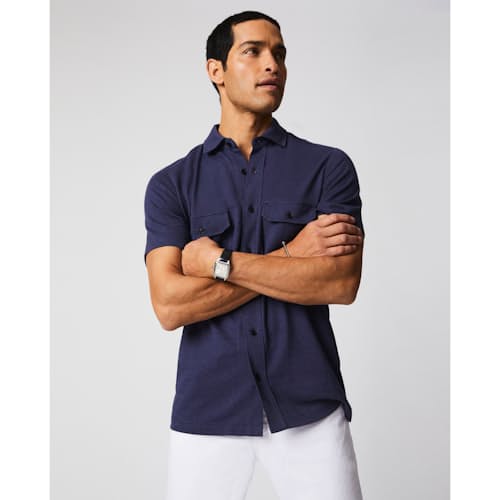 laydown image of Hemp Cotton Knit Short Sleeve Shirt