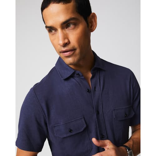 laydown image of Hemp Cotton Knit Short Sleeve Shirt