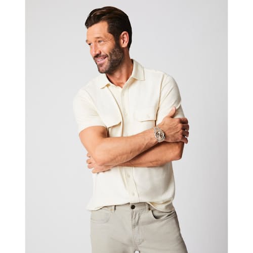 laydown image of Hemp Cotton Knit Short Sleeve Shirt
