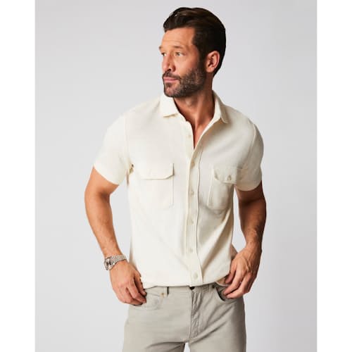 laydown image of Hemp Cotton Knit Short Sleeve Shirt