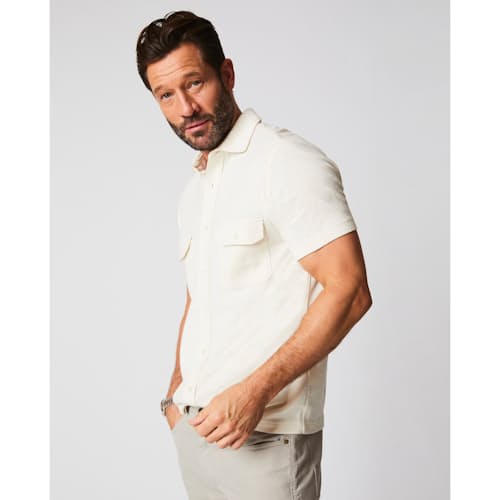 laydown image of Hemp Cotton Knit Short Sleeve Shirt
