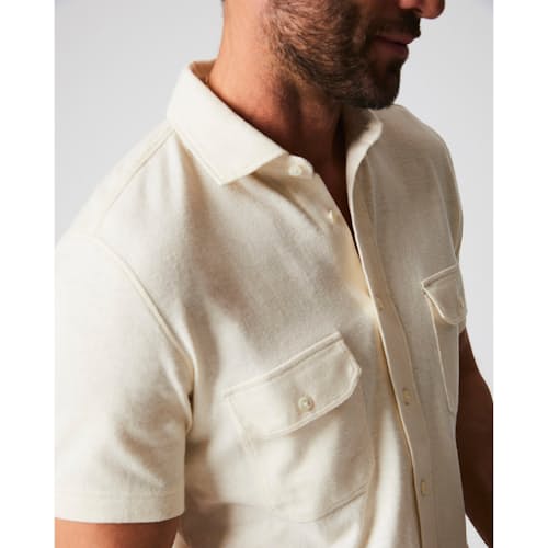 laydown image of Hemp Cotton Knit Short Sleeve Shirt