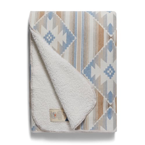 laydown image of Doug Good Feather Recycled High Pile Fleece Blanket