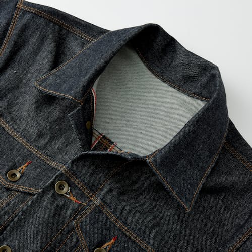 lifestyle image of American Selvage Denim Jacket - Exclusive