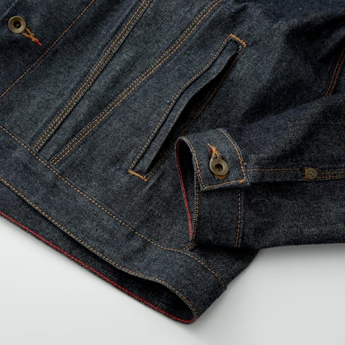 lifestyle image of American Selvage Denim Jacket - Exclusive