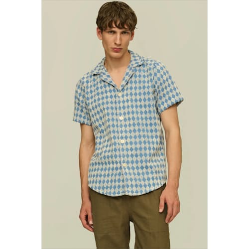 on model image of Diamond Short Sleeve Terry Shirt