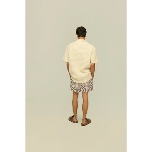 on model image of Camp Collar Waffle Shirt