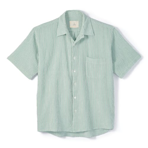 laydown image of Roque Seersucker Short Sleeve Shirt