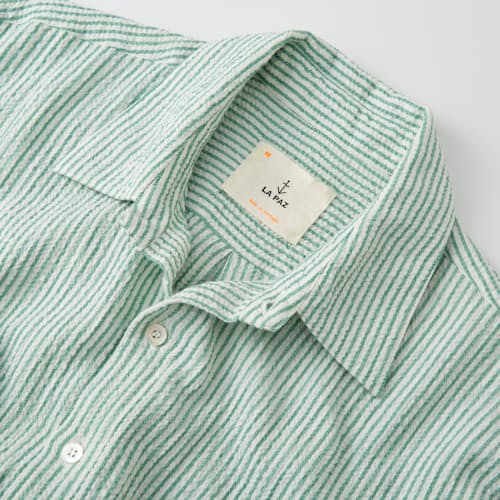 lifestyle image of Roque Seersucker Short Sleeve Shirt