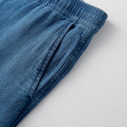 lifestyle image of Washed Indigo Drawstring Trousers