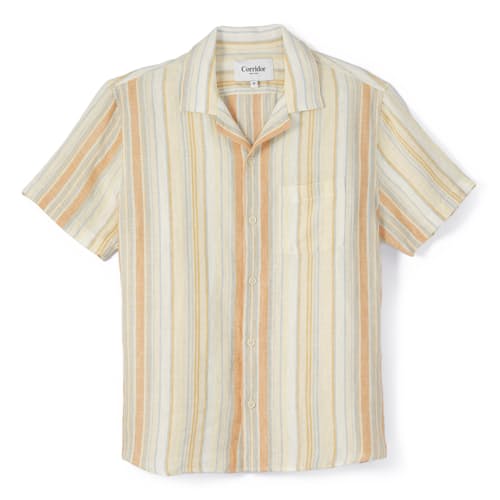 laydown image of Baja Striped Camp Collar Shirt
