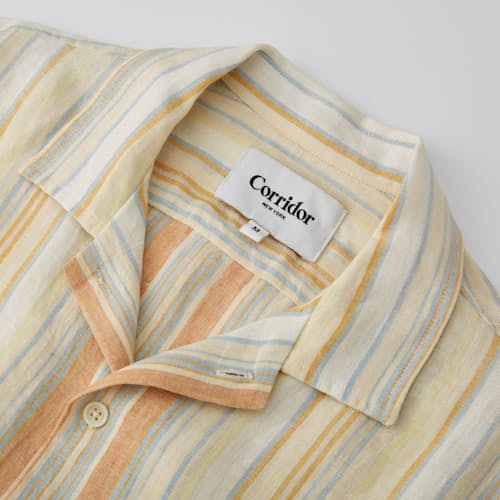 laydown image of Baja Striped Camp Collar Shirt