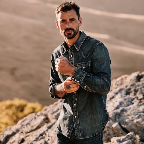 lifestyle image of Denim Buffalo Western Workshirt