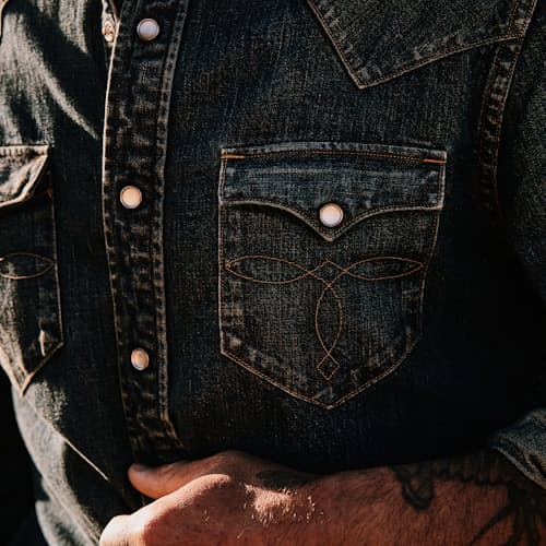 lifestyle image of Denim Buffalo Western Workshirt