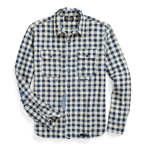 laydown image of Canvas Check Illinois Workshirt