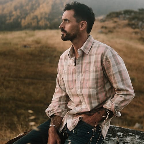 lifestyle image of Canvas Plaid Farrell Workshirt