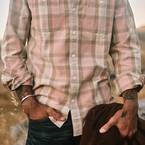 lifestyle image of Canvas Plaid Farrell Workshirt