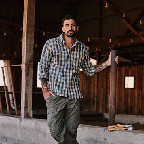 lifestyle image of Canvas Plaid Matlock Workshirt