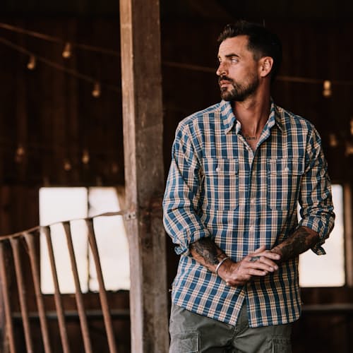 lifestyle image of Canvas Plaid Matlock Workshirt
