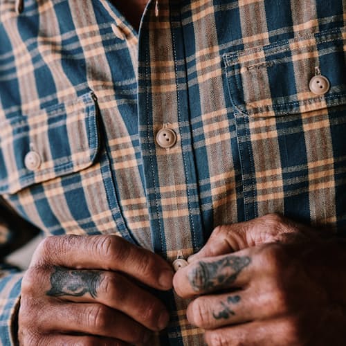 lifestyle image of Canvas Plaid Matlock Workshirt
