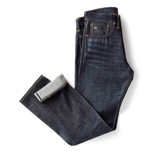 laydown image of Slim Fit Selvedge Denim Jeans