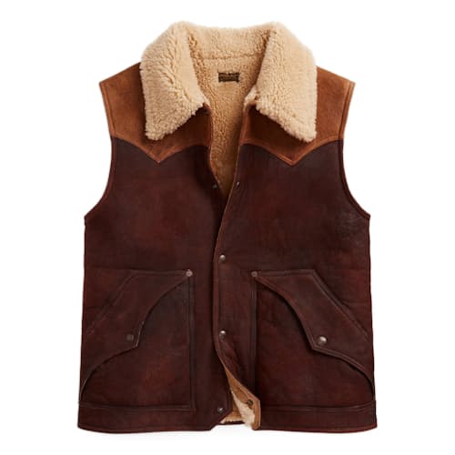 laydown image of Dalton Shearling Leather Vest