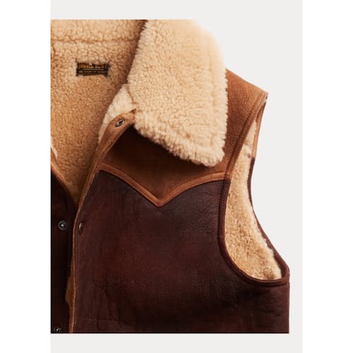 laydown image of Dalton Shearling Leather Vest