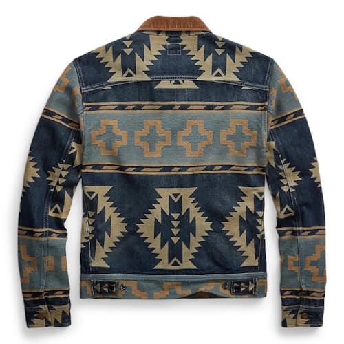 laydown image of Valero Denim Jacquard Trucker Jacket