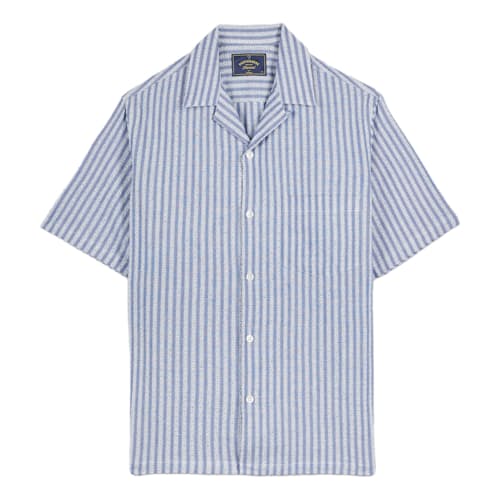 laydown image of Jacquard Chambray Camp Shirt