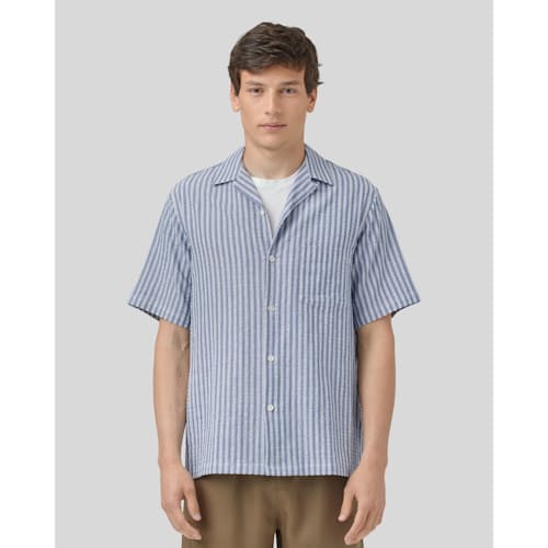 laydown image of Jacquard Chambray Camp Shirt