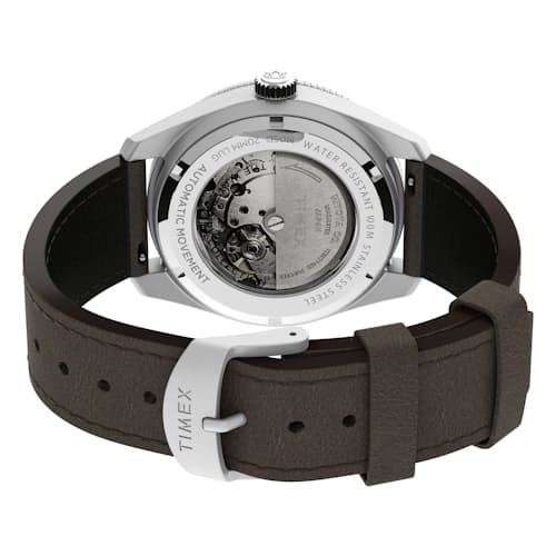 laydown image of Waterbury Dive Automatic 40mm Watch w/ Leather Strap