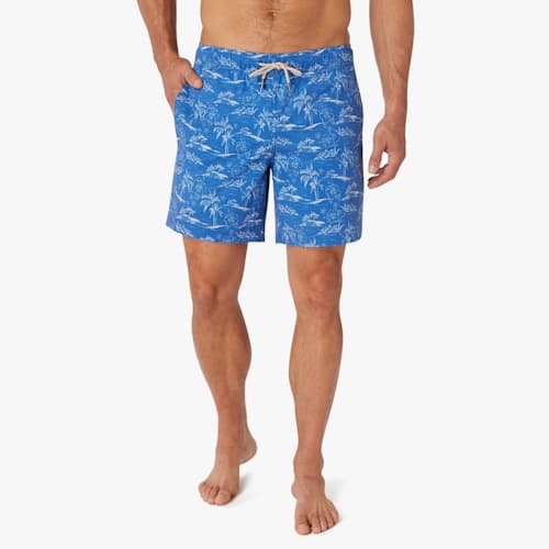 lifestyle image of The Bayberry Swim Trunk - 7"