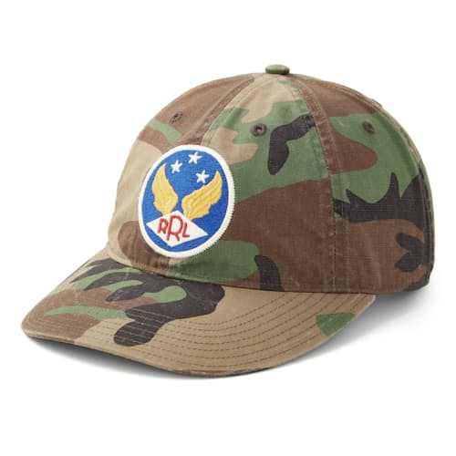 laydown image of Ripstop Woodland Camo Ball Hat