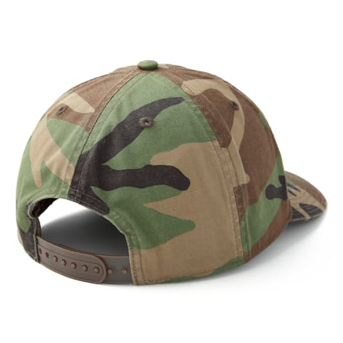 laydown image of Ripstop Woodland Camo Ball Hat
