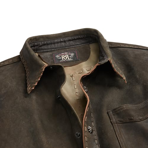 laydown image of Suede Frontier Western Shirt