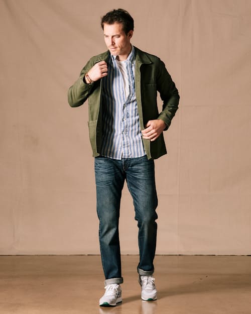 on model image of French Moleskin Work Jacket