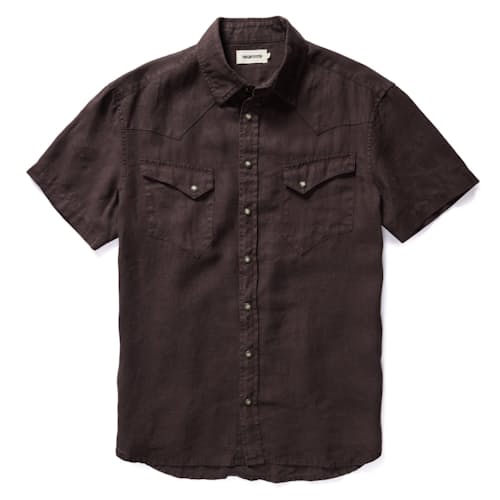 laydown image of The Western Linen Short Sleeve Shirt