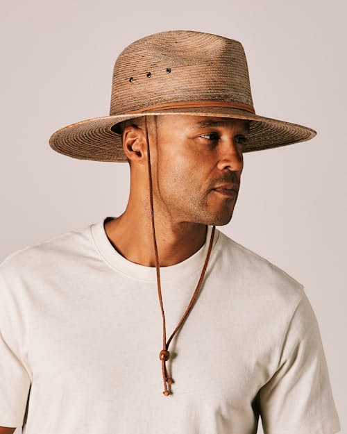 on model image of Rustic Straw Hat