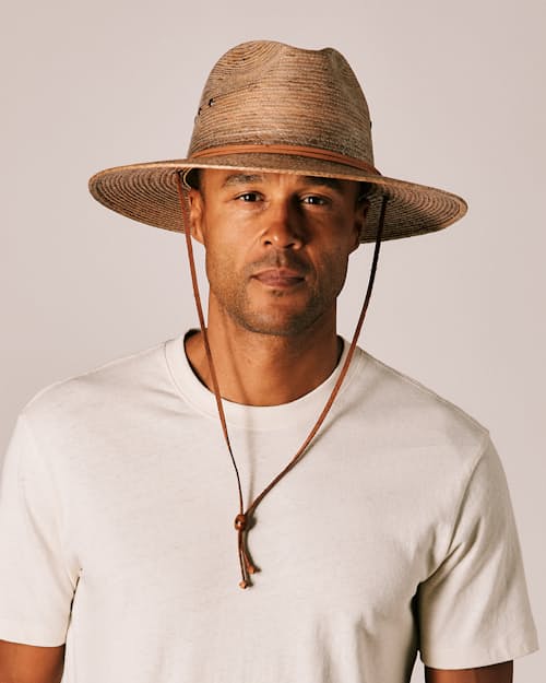 on model image of Rustic Straw Hat