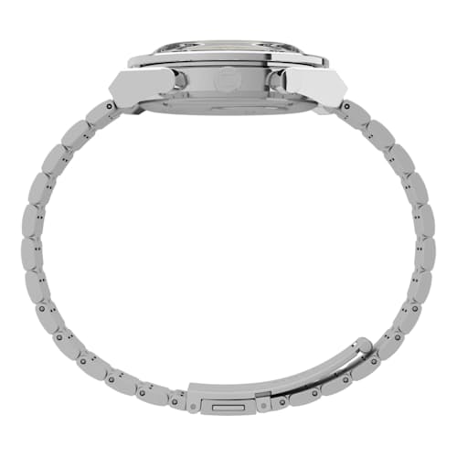 laydown image of Q Timex Chronograph 40mm Stainless Steel Bracelet Watch